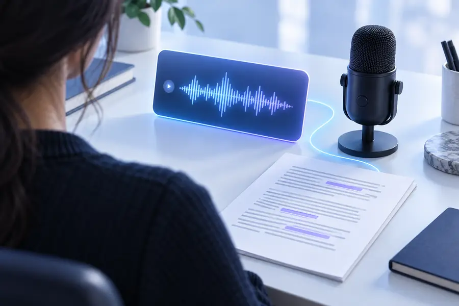 Audio recording prepared for browser transcription
