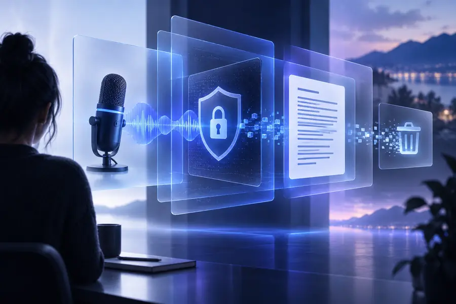Privacy-focused audio transcription workflow