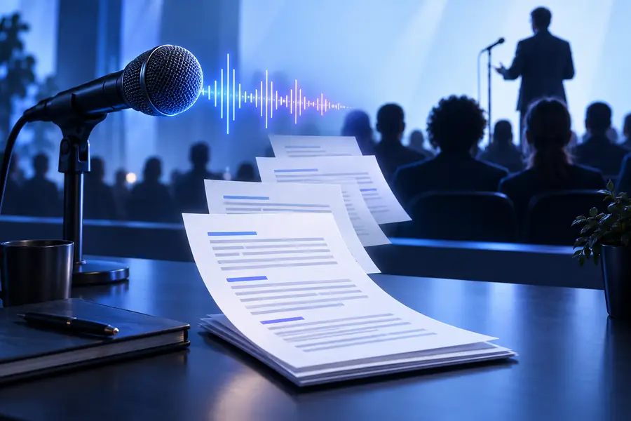 Geordneter Textentwurf nach der Audio-Umwandlung